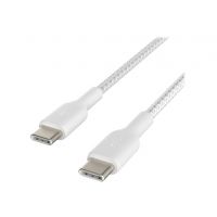 Belkin BOOST CHARGE - Câble USB - 24 pins USB-C (M) pour 24 pins USB-C (M) tressé - 1 m - blanc - CAB004BT1MWH