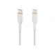 Belkin BOOST CHARGE - Câble USB - 24 pins USB-C (M) pour 24 pins USB-C (M) tressé - 1 m - blanc - CAB004BT1MWH