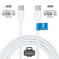Câble USB-C 3.1 nylon, 2m, blanc - 11676