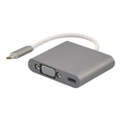 Adaptateur 3 en 1 : USB-C VGA USB USB-C - Gris