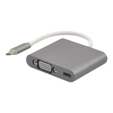 Adaptateur 3 en 1 : USB-C VGA USB USB-C - Gris