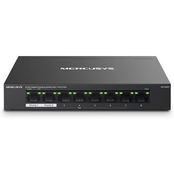 Switch MERCUSYS MS108GP, 8 ports 1000Mb - 7 Ports PoE+
