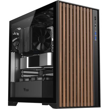 Moyenne tour iTek Woody - 2x USB3 + 1x USB-C, sans alimentation, ventilateur arrière 120mm - noir - ITGCAWOW2B