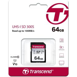 Secure Digital 64Go TRANSCEND 64Go UHS-I U3, pour appareil photo numérique - TS64GSDC300S