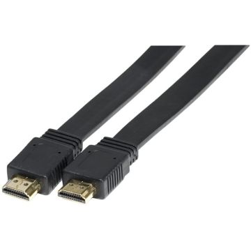 Câble HDMI - 4K - 3 mètres - plat noir , plaqué or - 128250