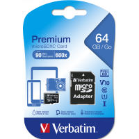 microSD 64Go VERBATIM - Class 10 jusqu'à 90Mb/s - INMSDX64G10-90U1