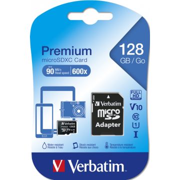 microSD 128Go VERBATIM - V10 90Mb/s 600X - 44085