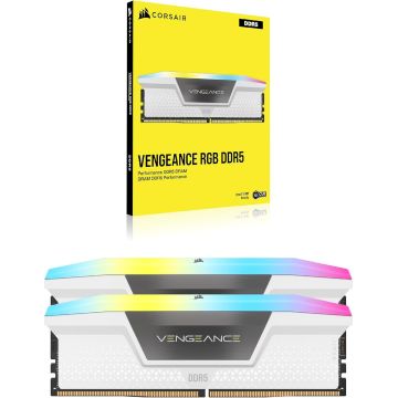 Kit 32Go DDR5 6000Mhz CORSAIR RGB, blanches