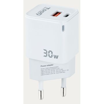 Chargeur TOOQ 30W - USB-C - blanc - TQWC-GANQCPD30WT