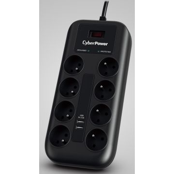 Multiprise 8 prises FR avec 2x USB - cordon de 1.8M - NITRAM P0820SUF0-FR